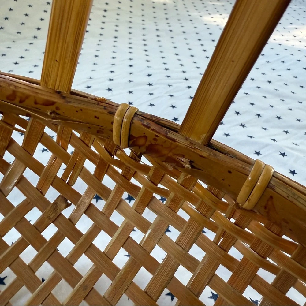 Vintage Republic of China Rattan / Bamboo / Reed Fishing Basket Excellent Cond